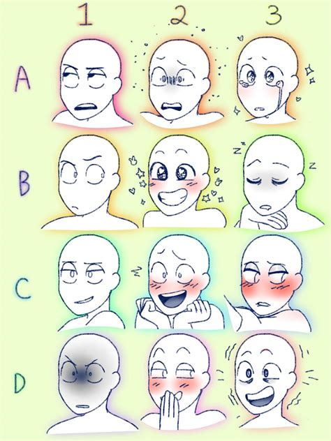 cartoon expression drawing reference ~ chart drawing expression expressions facial face emoji