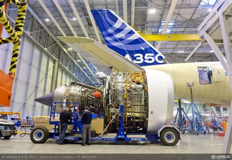 Airbus Installs Rolls Royce Trent Xwb Engines And Honeywell Apu On A350