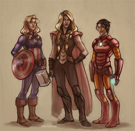 Genderbent Captain America Thor Iron Man Female Avengers Avengers