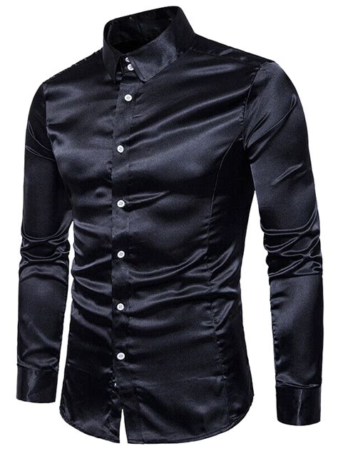Diconna Men Formal Satin Shiny Silk Wedding Dress Shirt Fashion Slim