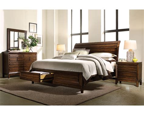 Aspenhome Bedroom Set W Sleigh Storage Bed Walnut Park Asi05 400sset