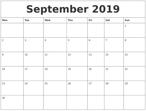 Calendar for januari 2019 (malaysia). September 2019 Calendar Pages