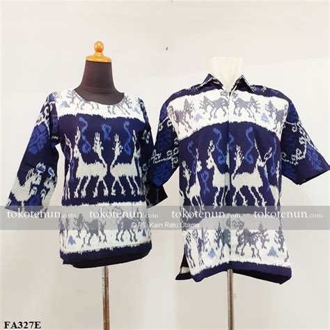 Blus motif tenun gerimis : Jual Baju Tenun Couple Motif Sumba FA327E | TOKOTENUN.com