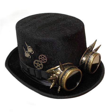 Fashion Victorian Deluxe Steampunk Top Hat Goggles Industrial Gears
