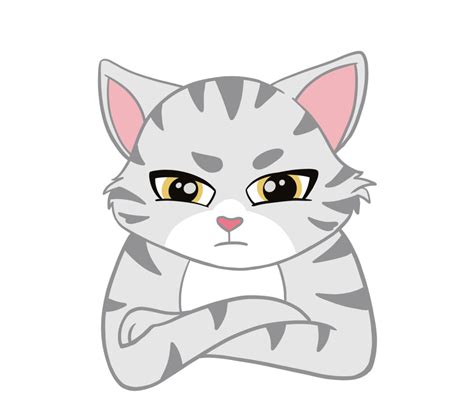 The American Shorthair Cat Looking Seriously Emotion Face And Doodle