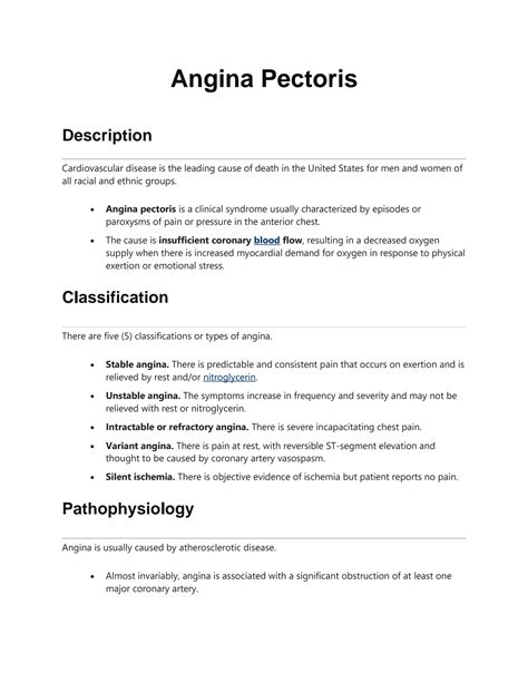 Solution Angina Pectoris Nursing Care Plan Studypool