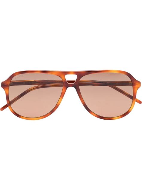 gucci eyewear tortoiseshell effect pilot frame sunglasses farfetch