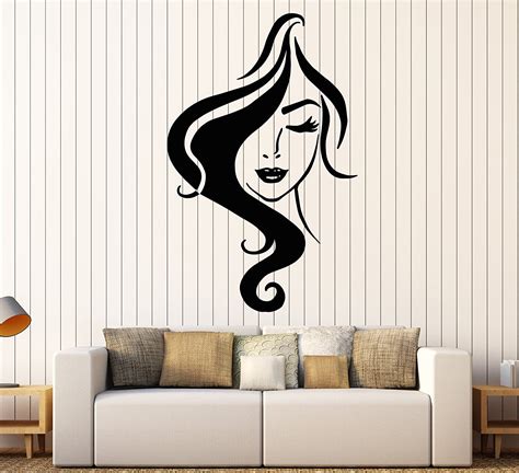 Vinyl Wall Decal Woman Beautiful Face Girl Sexy Lips Hairstyle Lady Stickers Large