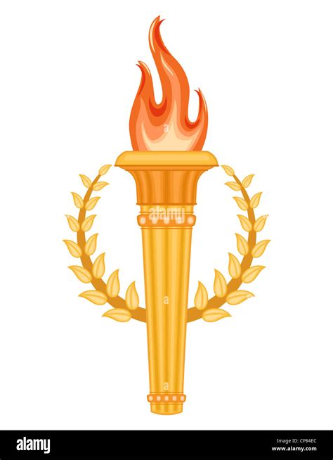 Greek Olympic Torch With Golden Crown Of Laurels Olympics Games Stock
