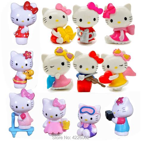 6pcs Hello Kitty Anime Figure Model Doll Toy Decoration Cake Topper 4cm Hello Kitty Collectibles