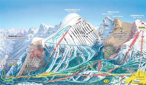 Lake Louise Ski Piste Trail Map Posterprint Banff Prints Art