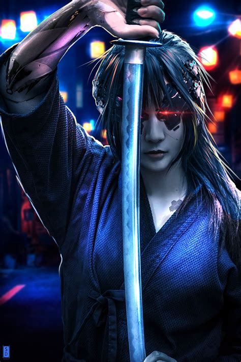 Cyber Samurai Cyberpunk Girl Cyberpunk Graphic Design Photography