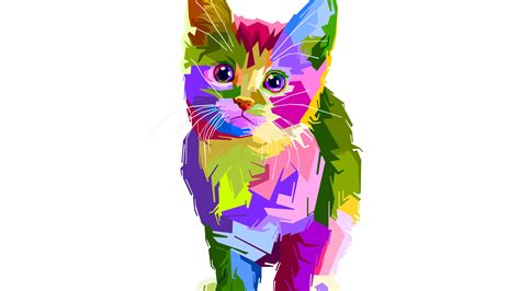 Download 3840x2160 Wallpaper Colorful Kitten Art Cat