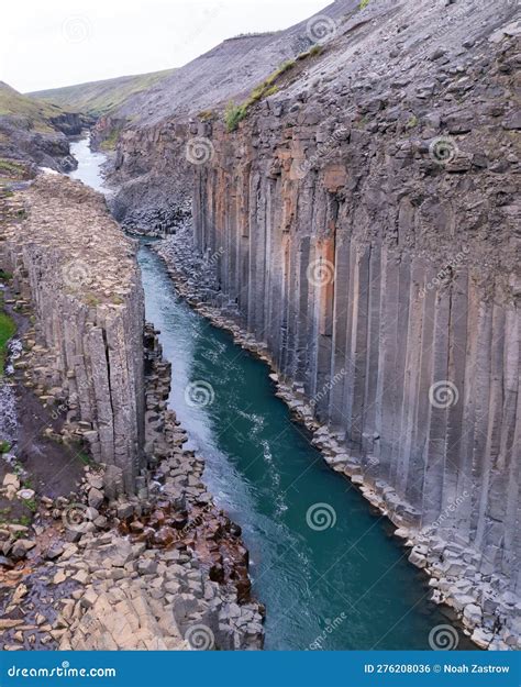 Iceland S Famous Basalt Column Studlagil Canyon Stock Photo Image Of