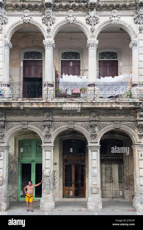 Havana Circa June 2011 Cuban Man Stands Between The Arches Of A
