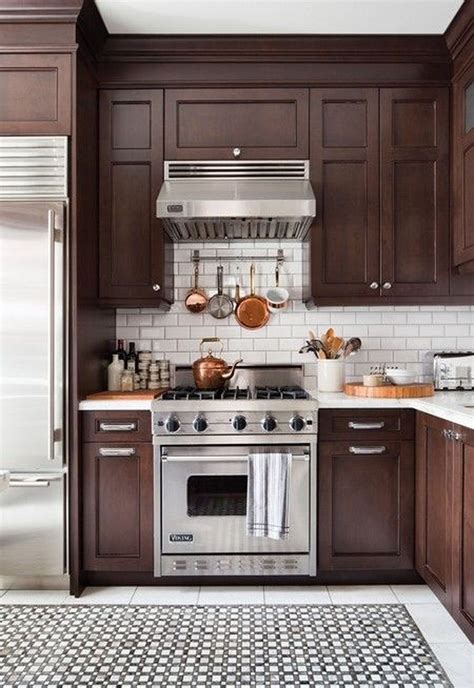 Blue and brown is a classic color scheme; 30 Popular Kitchen Color Scheme Ideas For Dark Cabinets ...