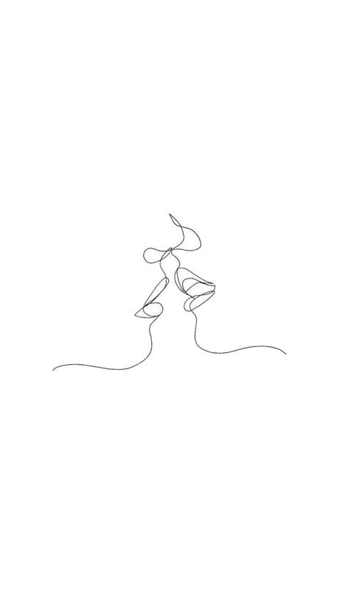 Single Line Drawings Love Kiss Simple Minimal Minimalist Art Artist