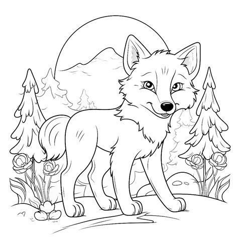 This Cute Little Wolf Pup Wants To Play Bring Some Color Into Its World Bear Coloring Pages