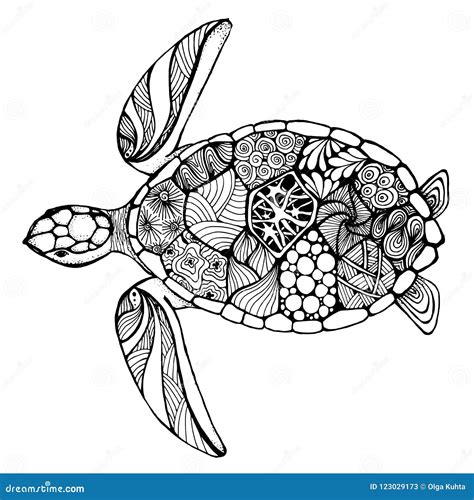 Sea Turtle In The Style Of Zentangle Stock Illustration Illustration