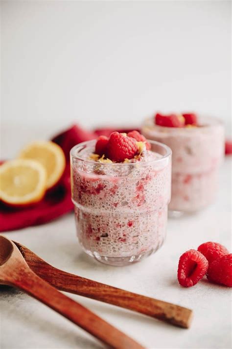 Lemon Raspberry Chia Pudding For A Healthy Breakfast Or Snack With