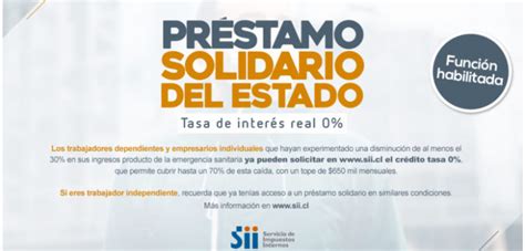 Este martes inició un nuevo periodo de solicitud del préstamo solidario del estado, proceso que se concretamente, acusan que la opción para solicitar el préstamo está inhabilitada en el portal del sii. SII habilita plataforma para postular al préstamo ...