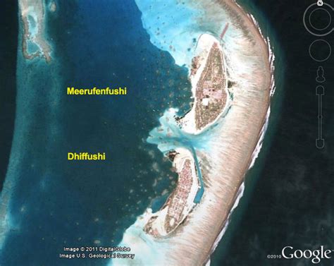 Satellite View Of Meerufenfushi And Dhiffushi In The Maldives One Of Scorpios Past Anchorages