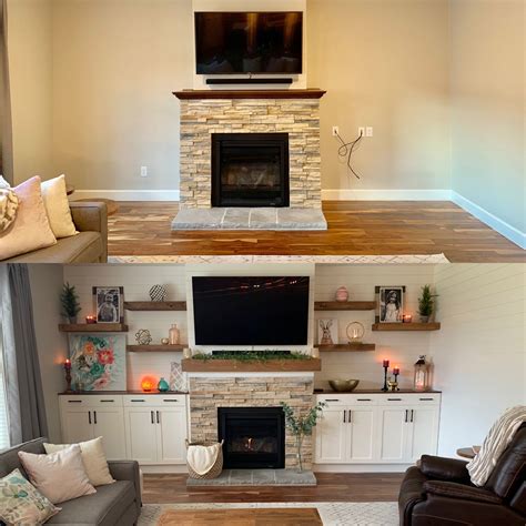 Fireplace Built In With Shiplap Fireplace Built Ins Floating Shelves