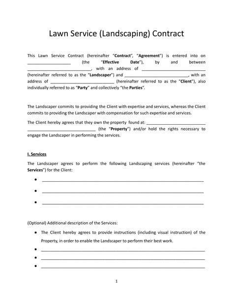 Free Printable Landscaping Contract Templates Pdf Word Excel