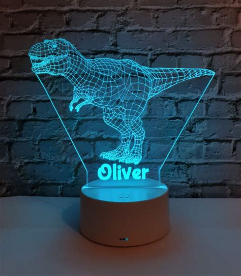 Personalised Dinosaur Led Night Light Remote Controlled Lamp Etsy