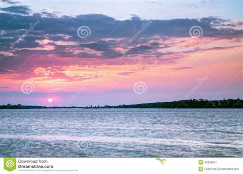 Beautiful Sunset Over The Lake Stock Image Image Of