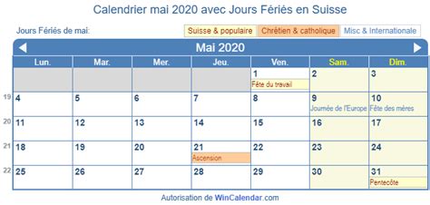 Calendrier Pour Limpression Mai 2020