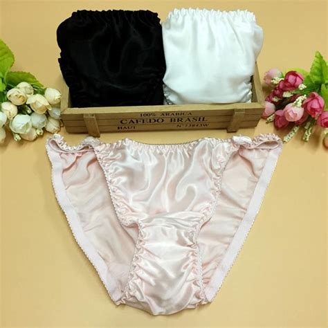 2020 Woman Mulberry Silk Panties Sexy Satin Bikini Briefs Lady G String Underwear Female 100