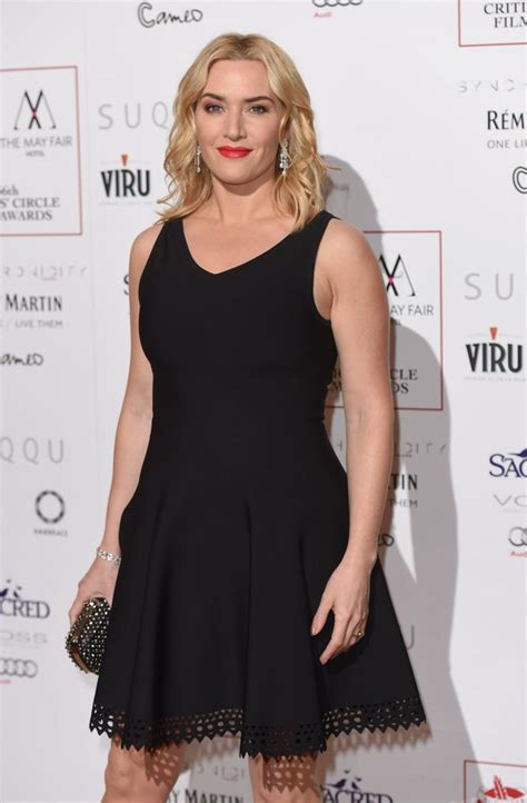 kate winslet flaunts her trim legs in a little black dress at the london critics circle film