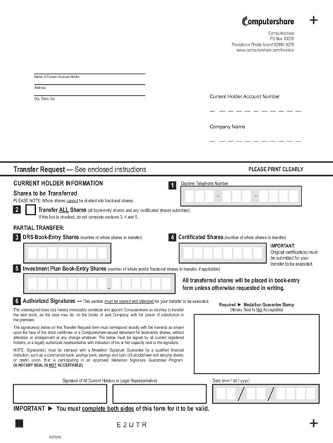 2011 Form Computershare General Transfer Package Fill Online Printable