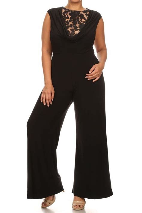 Plus Size Black Solid Sleeveless Jumpsuit Sleeveless Jumpsuits