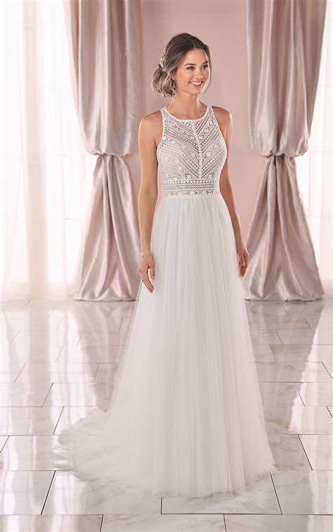 Boho Halter Wedding Dress With Graphic Lace Stella York