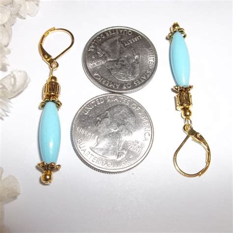 Wvluckygirl Jewelry Earring Set Turquoise Gold Dangle Jewelry