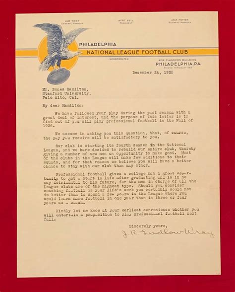 Very Scarce 1935 Philadelphia Eagles Letterhead Signed By 1st Etsy