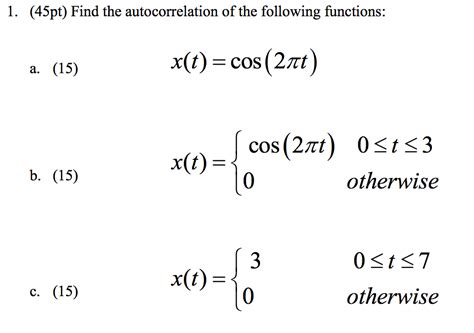 find the autocorrelation of the following functions