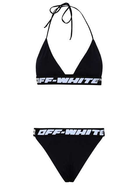 off white woman black nylon blend bikini luosophy