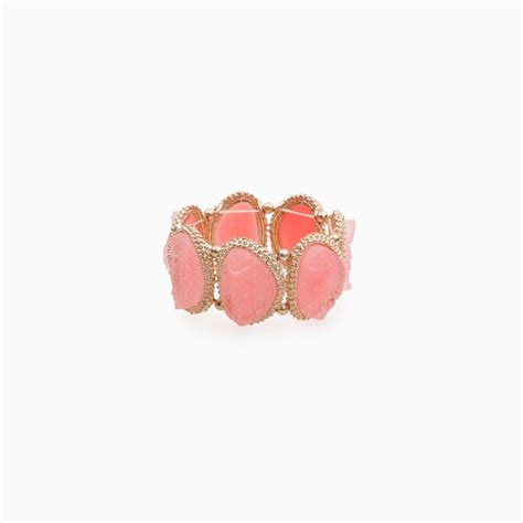 Dailylook Pink And Gold Druzy Stretch Bracelet In Pink Pink And Gold