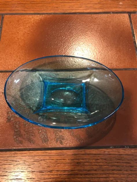 Vintage Aqua Blue Glass Oval Footed Glass Dish 8 X 5 X 1 3 4 High 24 99 Picclick