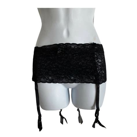 Vintage 70s Pinup Black Lace Garter Belt Sexy Lingerie Plus Etsy