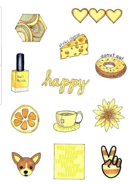 Yellow Aesthetic Stickers Printable Printable Word Searches