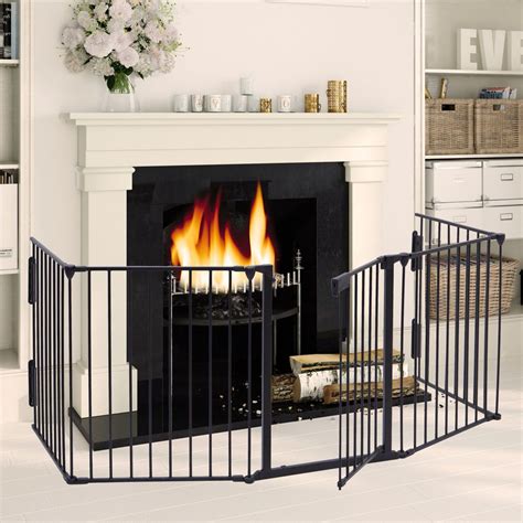 Jaxpety Fireplace Fence Baby Safety Fence 5 Panel Hearth Gate Pet Gate