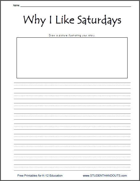 Why I Like Saturdays Free Printable K 2 Writing Prompt Student Handouts