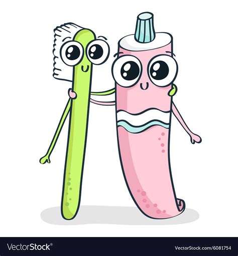 Cartoon Toothbrush And Toothpaste Isolated On Vector Image