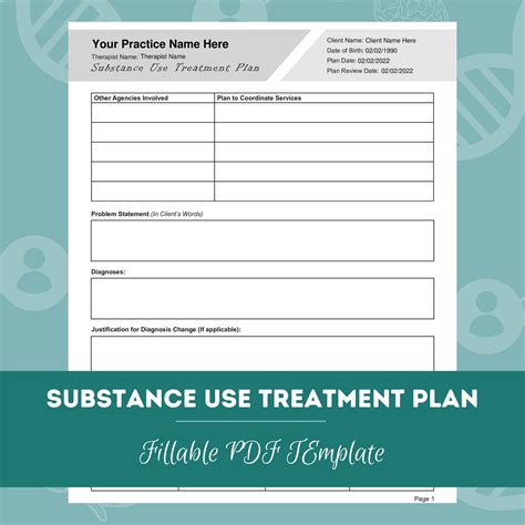 Substance Abuse Treatment Plan Editable Fillable Etsy