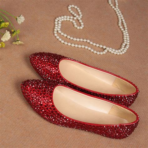Elegant Red Flats Perfect Custom Made Wedding Evening Dress Shoes