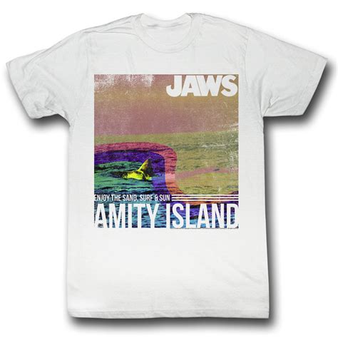 Jaws Shirt Amity Island Adult White Tee T Shirt Jaws Shirts